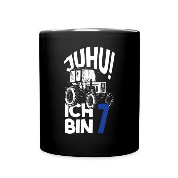 7. Geburtstag Traktor 7 Jahre Geburtstagsshirt - Tasse einfarbig - Schwarz - Vorne