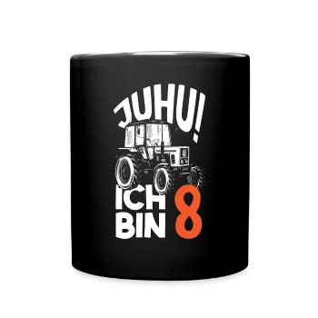 8. Geburtstag Traktor 8 Jahre Geburtstagsshirt - Tasse einfarbig - Schwarz - Vorne