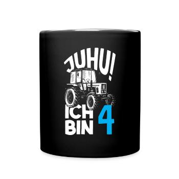 4. Geburtstag Traktor 4 Jahre Geburtstagsshirt - Tasse einfarbig - Schwarz - Vorne