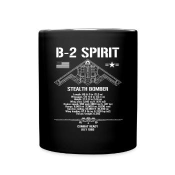 B-2 Spirit Stealth Bomber Specs Militärflugzeuge - Tasse einfarbig - Schwarz - Vorne