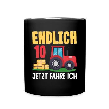 10e anniversaire tracteur 10 ans anniversaire chemise - Mug uni - noir - Devant