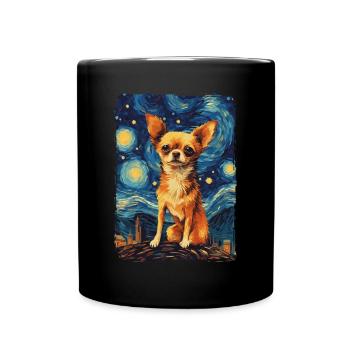 Chihuahua Starry Night - Tasse einfarbig - Schwarz - Vorne