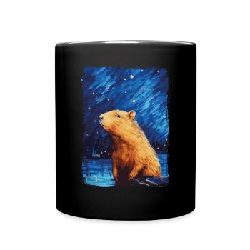 Capybara Starry Night - Full Colour Mug - black - Front