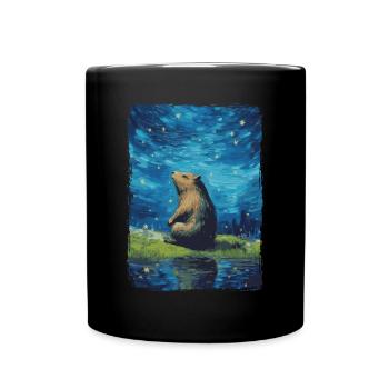Capybara Nuit étoilée - Mug uni - noir - Devant