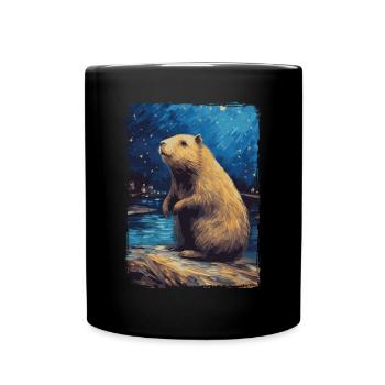 Capybara Starry Night - Full Colour Mug - black - Front