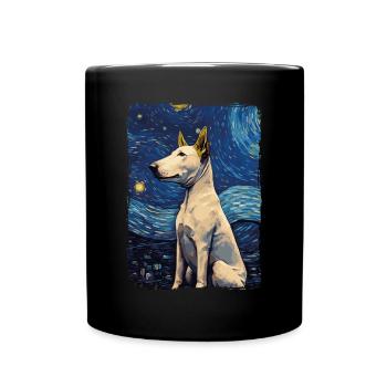 Bullterrier Starry Night - Tasse einfarbig - Schwarz - Vorne