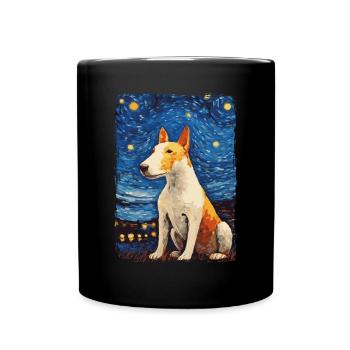 Bullterrier Starry Night - Tasse einfarbig - Schwarz - Vorne
