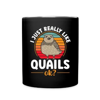 Wachtel Vogel - Tasse einfarbig - Schwarz - Vorne
