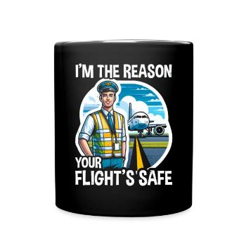 Airport Safety Officer Aviation Airport Jobs - Full Colour Mug - black - Front