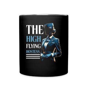 Flugbegleiterin, Flugbegleiterin, Stewardess - Tasse einfarbig - Schwarz - Vorne