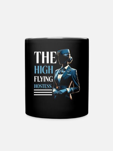 Flugbegleiterin, Flugbegleiterin, Stewardess - Tasse einfarbig - Schwarz