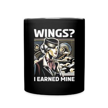 Flugbegleiterin, Flugbegleiterin, Stewardess - Tasse einfarbig - Schwarz - Vorne