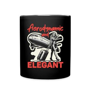 Flugbegleiterin, Flugbegleiterin, Stewardess - Tasse einfarbig - Schwarz - Vorne