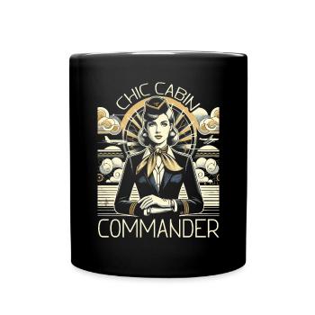 Flugbegleiterin, Flugbegleiterin, Stewardess - Tasse einfarbig - Schwarz - Vorne