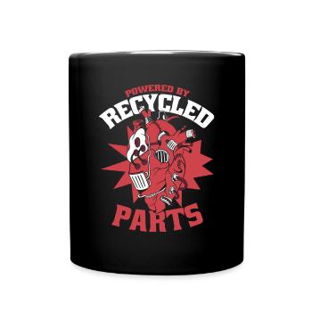 Powered By Recycled Parts Transplant Open Heart - Full Colour Mug - black - Front