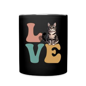 LIEBE Tabby Katze Orange Katze - Tasse einfarbig - Schwarz - Vorne