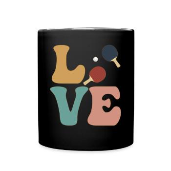 LOVE Tischtennis Ping Pong Spieler - Tasse einfarbig - Schwarz - Vorne
