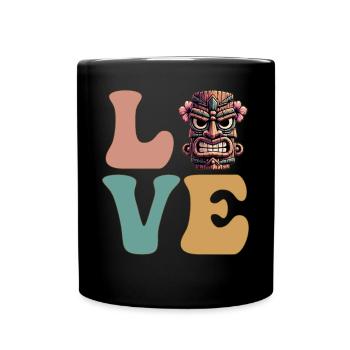LOVE Tiki Luau Hawaii Tiki Masque - Mug uni - noir - Devant