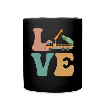 LOVE Tow Truck Driver Towing Service Towing Service - Full Colour Mug - black - Front