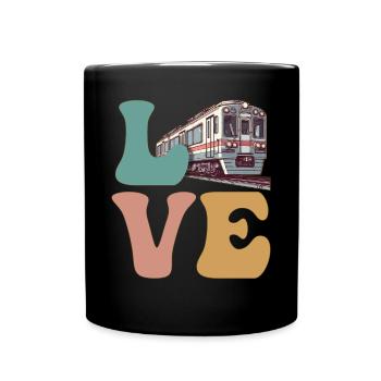 LOVE Train Trainspotter Trainspotting Model Railway - Full Colour Mug - black - Front