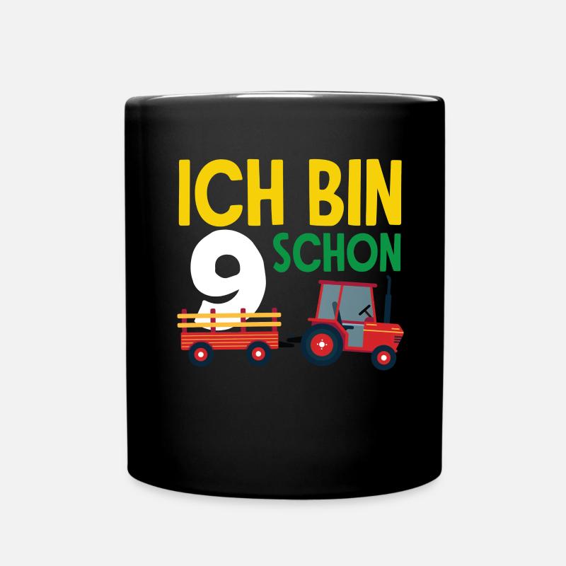 9e anniversaire tracteur 9 ans chemise d’anniversaire - Mug uni - noir