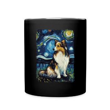 Shetland Shepherd Starry Night - Full Colour Mug - black - Front