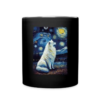 Samoyed Starry Night - Full Colour Mug - black - Front