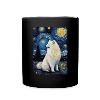 Samoyed Starry Night - Full Colour Mug - black - Front