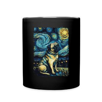 Pug Starry Night - Full Colour Mug - black - Front