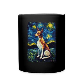 Podenco Starry Night - Tasse einfarbig - Schwarz - Vorne
