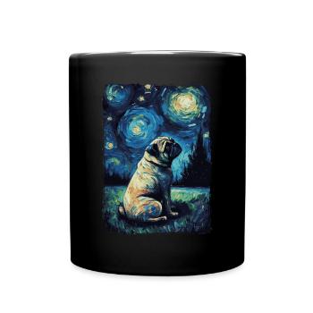 Pug Starry Night - Full Colour Mug - black - Front