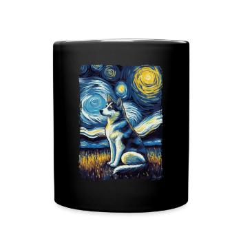 Husky Starry Night - Tasse einfarbig - Schwarz - Vorne
