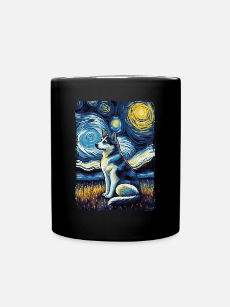 Husky Starry Night - Tasse einfarbig - Schwarz