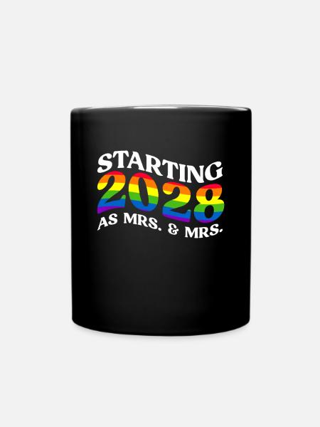 Gay Pride 2028 Hochzeit Homo-Ehe - Tasse einfarbig - Schwarz