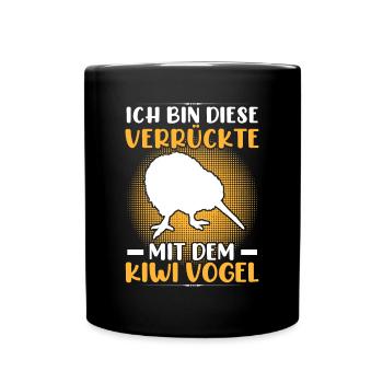 Fou avec Kiwi oiseau bécassine Bouquet - Mug uni - noir - Devant