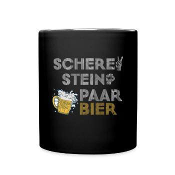 Schere, Stein, Paar, Bier - das perfekte Outfit - Tasse einfarbig - Schwarz - Vorne