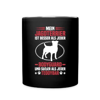 Jagdterrier beschützt mich Deutscher Jagdterrier - Tasse einfarbig - Schwarz - Vorne