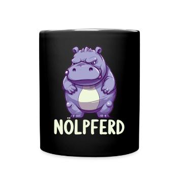 Nilpferd Hippo meckern Meckerer Nölpferd - Tasse einfarbig - Schwarz - Vorne