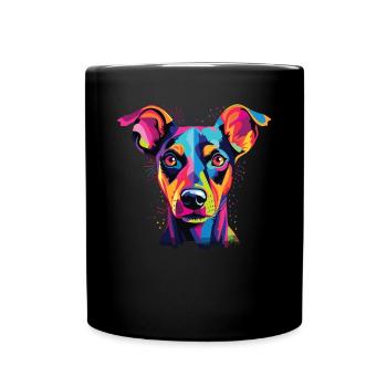 Watercolor Colorful German Pinscher - Full Colour Mug - black - Front