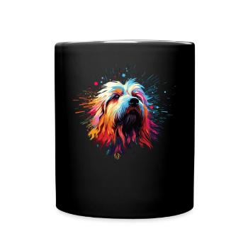Aquarelle colorée Komondor - Mug uni - noir - Devant