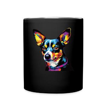 Aquarelle colorée Rat Terrier - Mug uni - noir - Devant