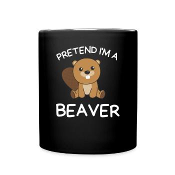 Stell dir vor ich bin ein Biber Halloween - Tasse einfarbig - Schwarz - Vorne
