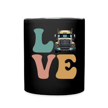 LOVE Trucker Truck Driver - Full Colour Mug - black - Front