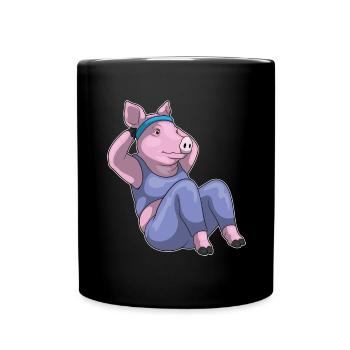 Pig Abdominal Workout Bodybuilding - Full Colour Mug - black - Front