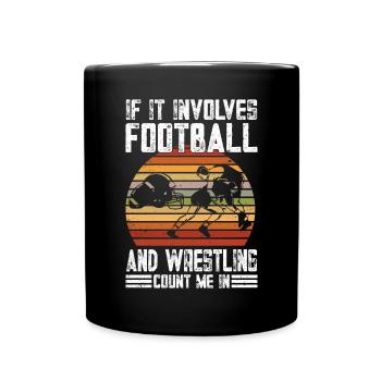 Funny Football And Wrestling Wrestler - Full Colour Mug - black - Front