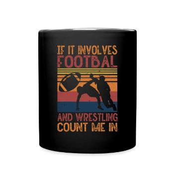 Funny Football And Wrestling Wrestlers - Full Colour Mug - black - Front