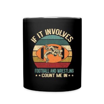 Funny Football And Wrestling Wrestler - Full Colour Mug - black - Front