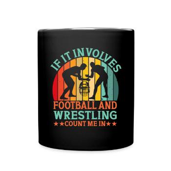 Funny Football And Wrestling Wrestler - Full Colour Mug - black - Front