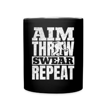 Floorball Player - Aim Throw Swear Repeat - Unihoc - Tasse einfarbig - Schwarz - Vorne