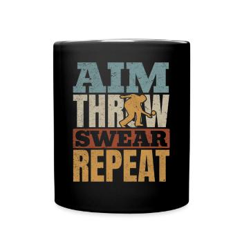 Unihockey - Aim Throw Swear Repeat - Floorball Pla - Tasse einfarbig - Schwarz - Vorne